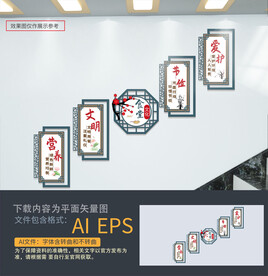 食堂餐厅楼梯文化墙