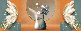 轻奢装饰画 花瓶 羽毛翅膀