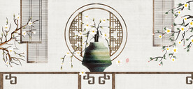 轻奢装饰画 花艺花瓶 杏花