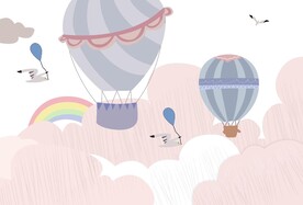 卡通气球彩虹儿童房男孩壁画图