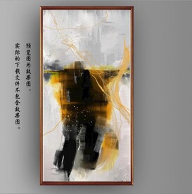 抽象金色油画玄关装饰画