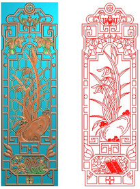 梅兰竹菊兰花挂屏精雕图