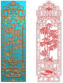 梅兰竹菊竹子镂空隔断屏风挂匾