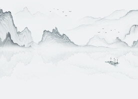 轻奢装饰画 水墨山水画 船