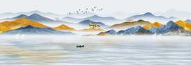 装饰画 新中式山水画 麋鹿