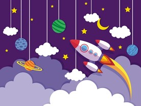 儿童壁纸太空飞船星际旅行吊绳