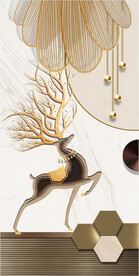 轻奢装饰画 麋鹿 叶子