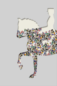 轻奢装饰画 立体抽象图 骑马