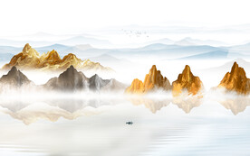金箔意境山水墨画背景墙