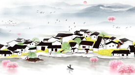 江南水乡水墨装饰画