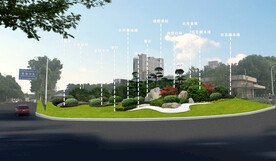 路口节点景观绿化效果图