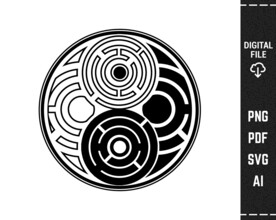 阴阳迷宫艺术造型图腾矢量插图