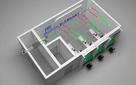 银行送风系统俯视鸟瞰效果图