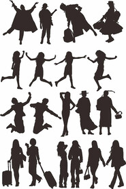 学生旅游人物剪影