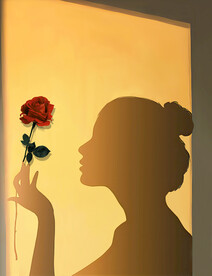 装饰画 美女 玫瑰花