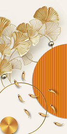 装饰画 杏叶 金鱼