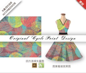 抽象手绘线条几何复古树枝图案