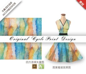 抽象无缝图案涂鸦风格水彩绘画