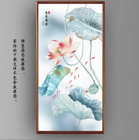 新中式水墨荷花国画装饰画