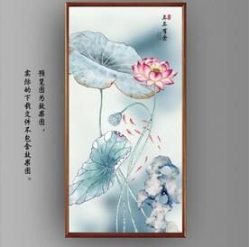 新中式水墨荷花国画装饰画