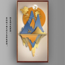 光影抽象麋鹿山水玄关装饰画