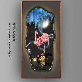 光影灯带画中镜火烈鸟玄关装饰画