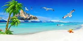 蓝天白云大海沙滩