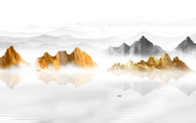 旭日东升日出山水新中式背景墙