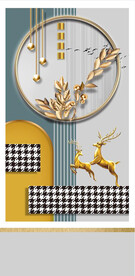 装饰画 金叶子 麋鹿