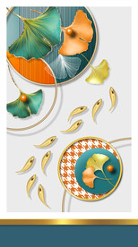 装饰画 杏叶 金鱼