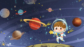 外太空儿童房背景墙