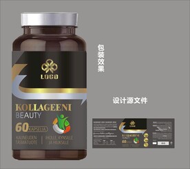 保健品包装效果图和平面图 