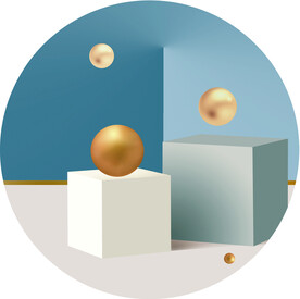 装饰画 金色圆球 方块