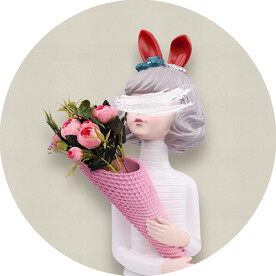 装饰画 卡通女孩 玫瑰花