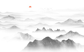 大气磅礴简约新中式山水背景墙