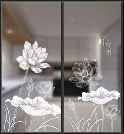 高清分层透明明推拉门打印图