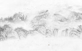 江山如画水墨山水背景墙