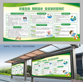 预防溺水宣传栏展架灯箱海报