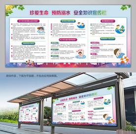 预防溺水海报展板灯箱展架背景板