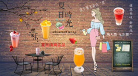 下午茶奶茶背景墙