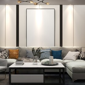 客厅装饰画背景墙效果图样机设计