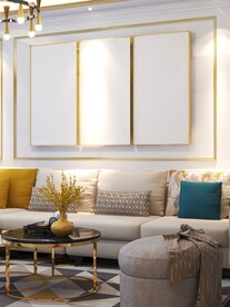 客厅装饰画背景墙效果图样机设计