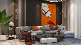 客厅装饰画背景墙效果图样机设计