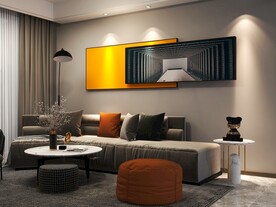 客厅装饰画背景墙效果图样机设计