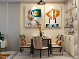 客厅餐厅装饰画背景墙效果图样机