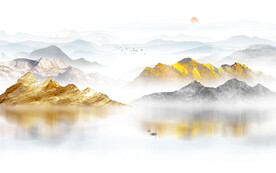 新中式山水画背景墙