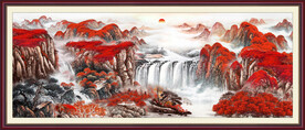 流水生财国画
