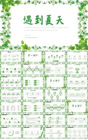遇到夏天绿色清新工作总结PPT