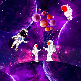 卡通星空宇航员装饰画