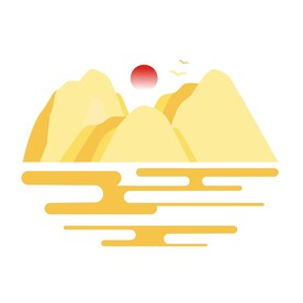 国潮中式山纹云纹飞鸟中国风山水